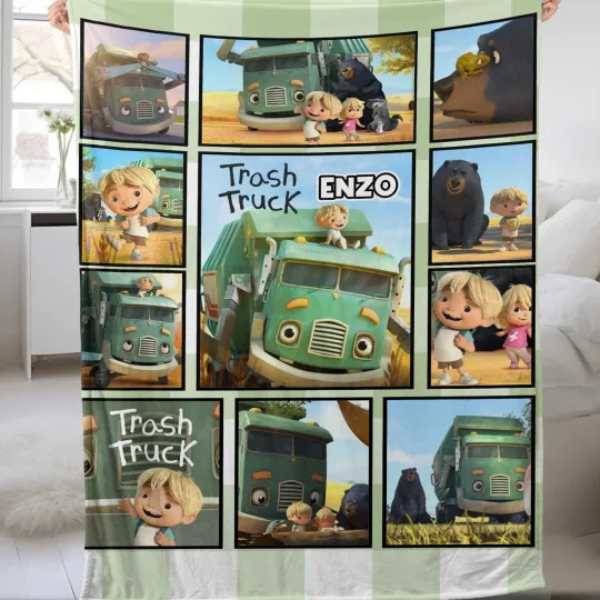 Discover Trash Truck Blanket, Personalized Trash Truck Fleece Blanket