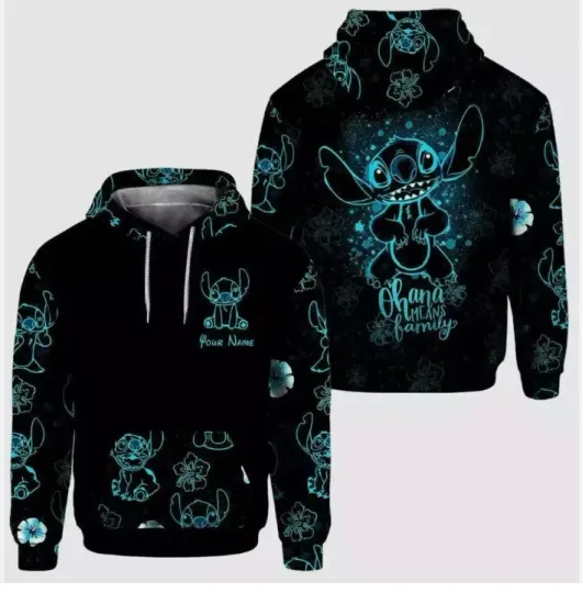 Discover Personalized Lilo And Stitchh Ohana Means Family 3D HOODIE
