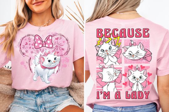 Discover Disneyyy Because I'm A Lady Shirt, Disneyyy Floral Cat Double Sided T-shirts