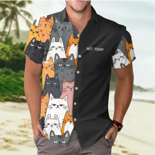 Discover Cat Button 3D HAWAII SHIRT HALLOWEEN GIFT CHRISTMAS GIFT