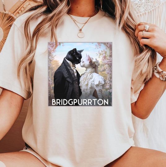 Discover Bridgerton Cat Parody Shirt, Funny Regency Era Cat Shirt, Vintage Aesthetic Cat Lover Tee