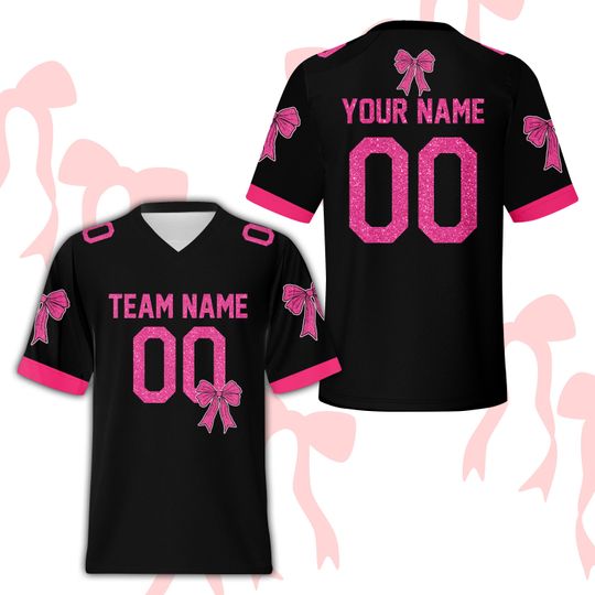 Discover Personalized Faux  Coquette Bow Football Team Jersey,Custom Color