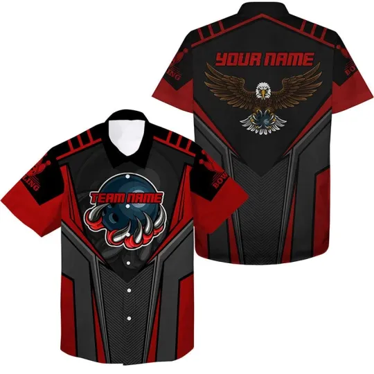 Discover Custom Name And Team Name Bowling Hawaiian Shirt For Men Eagle Mens Bowling Team