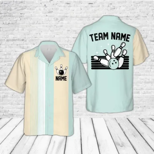 Discover Bowling Team Shirt, Custom Name Bowler Button Up