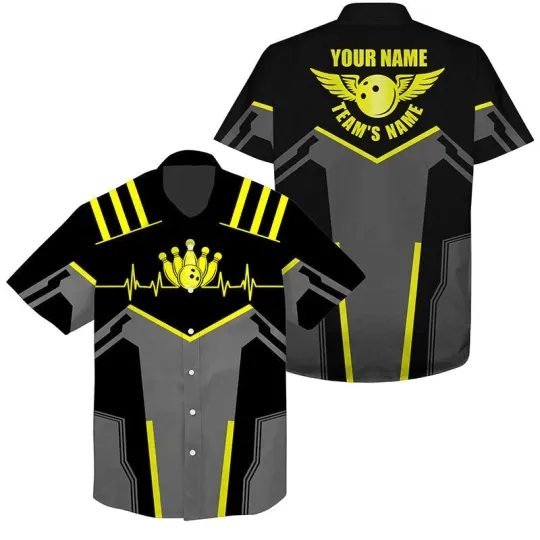 Discover Bowling Hawaiian Shirt custom name and team name Bowling Ball and Pins team bowl