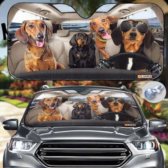 Discover Dachshund Dog Car Sunshade