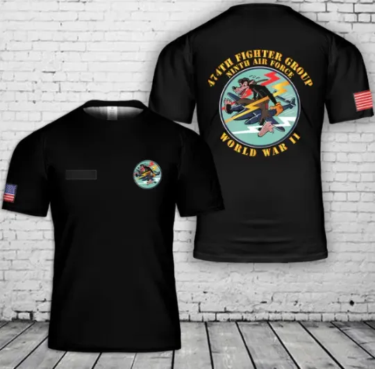 Discover Custom Name US Air Force 474th Fighter Group Ninth Air Force T-Shirt 3D