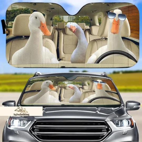 Discover Duck Car Sun Shade, Duck Family Auto Sunshade, Farmer Auto Sun Shade, Funn