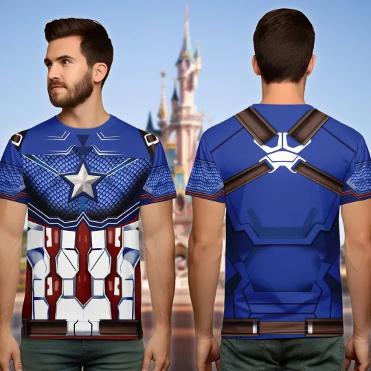 Discover Captainn Americaa Cosplay Costume Superhero Fan Gift For Him Tshirt 3D Printed