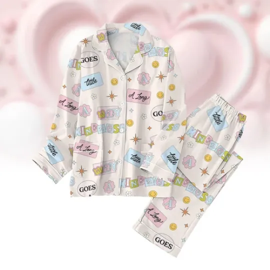 Discover Choose Kindness Pajamas Set - Luxury Silk Soft Sleepwear for Women Holiday Gift