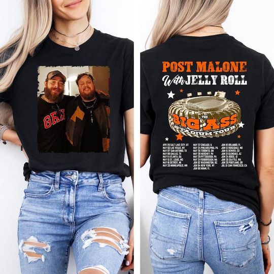 Discover Post Malone Jelly Roll Shirt, Concert Tour Music Western 2025 Shirt