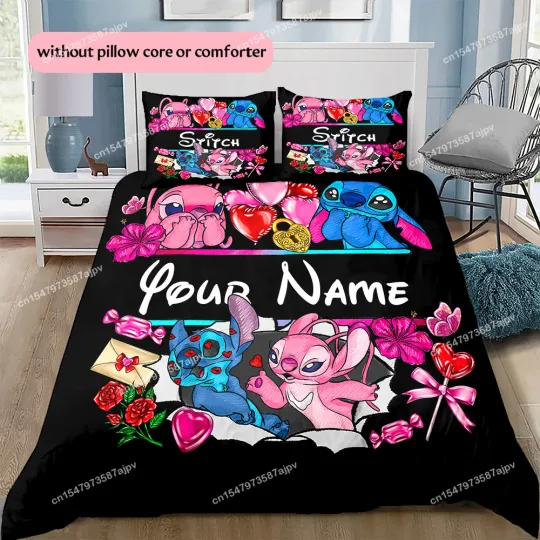 Discover Personalized Disneyyy Stitchh Angels Bedding Set