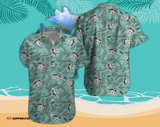 Discover Disneyyy Mickeyy mouse Floral Aloha Hawaiian Shirt Green Tropical Shirt