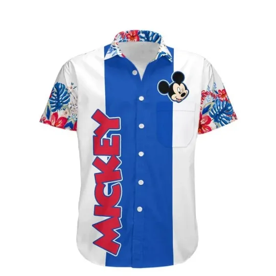 Discover Mickeyy mouse Floral Stripe Disneyyy Cartoon Hawaiian Shirt