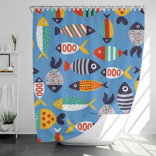 Discover Kid Fish Shower Curtain, Bathroom Decor, Housewarming Gift