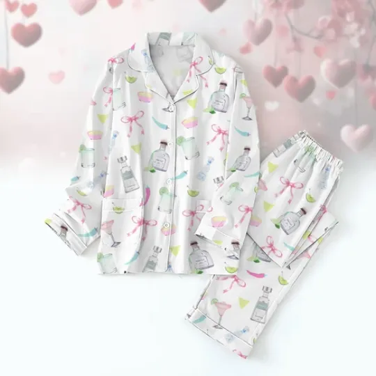 Discover Cocktail Pajamas Set, Luxury Sleepwear for Women, Cute Holiday Gift