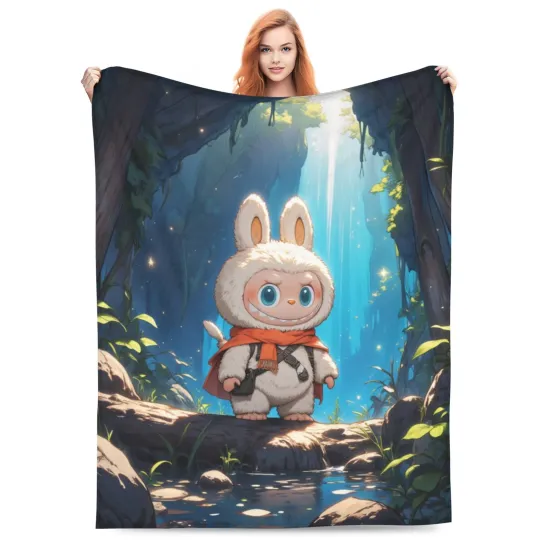 Discover LABUBU Flannel Throw Blanket Gift For Kids Adult