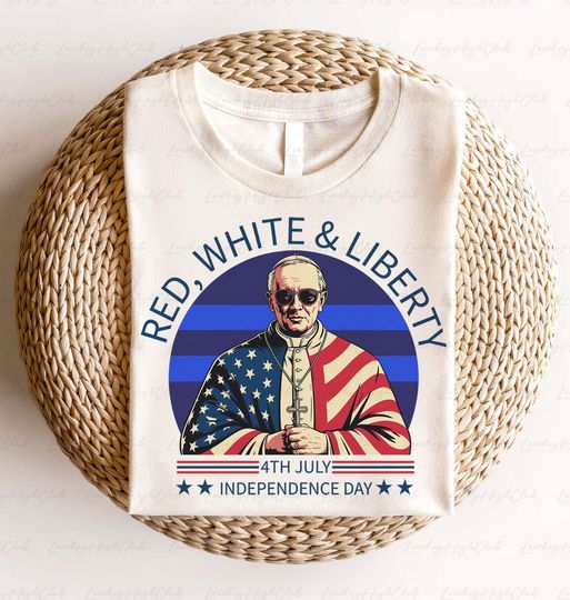 Discover Red White Liberty Pope Leo XIV Shirt, America Pope Leo Da Pope Shirt