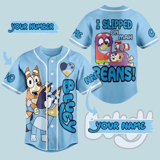Discover Personalized Blue Dog Baseball Jersey