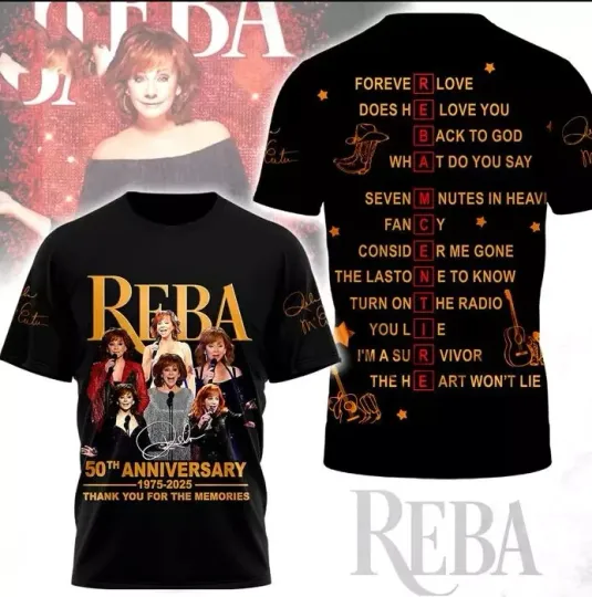 Discover Reba McEntire 50th Anniversary 1975-2025 AOP 3D T-shirt