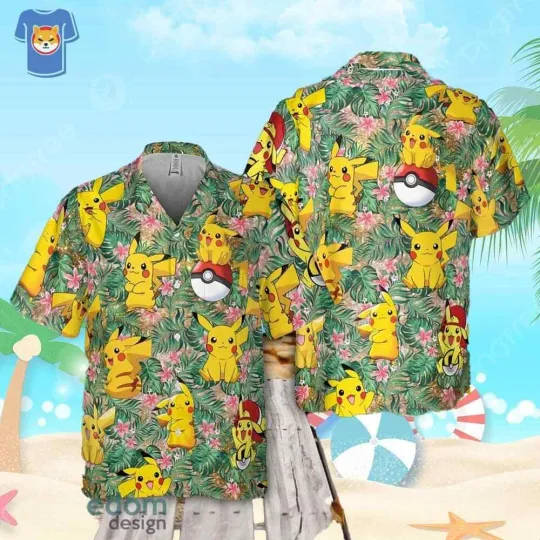 Discover Pika Pkm Pattern 3D Hawaiian Shirt