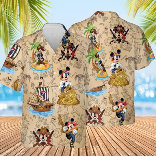 Discover Mickeyy And Friends Pirates Caribbean Hawaiian Shirt