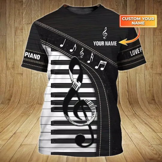 Discover Personalized 3D All Over Printed Piano T Shirt Love Piano Shirt Men Women