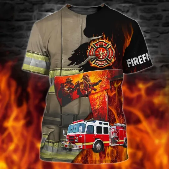 Discover Firefighter Fire Department T-Shirt Fireman T-Shirt American Men's TShirt 3D