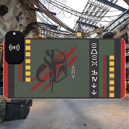 Discover Starr Warss Boba Fett LED Gaming Mouse Pad - Wireless Charging