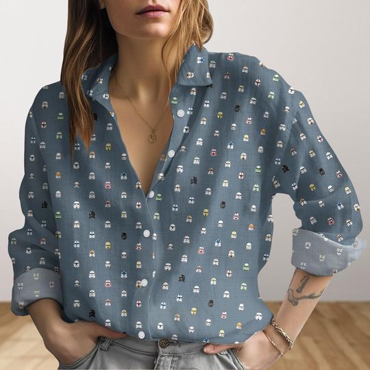 Discover Stormtrooper Women's Blouse, Starr Warss Button Shirt, Funny Disneyyy
