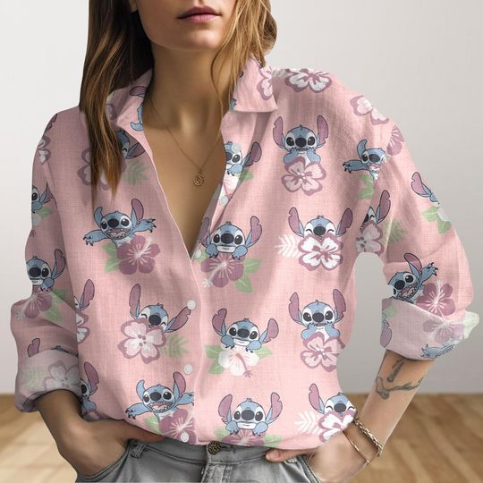 Discover Cute Stitchh Womens Blouse, Long Sleeve Shirt, Lilo And Stitchh Button Shirt