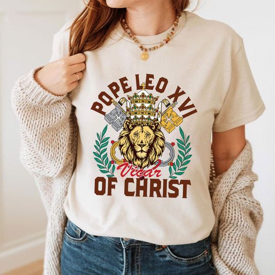 Discover Pope Leo XIV Lion Catholic Vicar of Christ Shirt, Da Pope, Robert Prevost First American