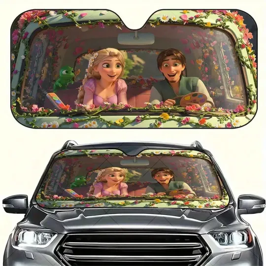 Discover Frozenn Elsaa Princess And Hans Prince Floral Car Windshield Sun Shade