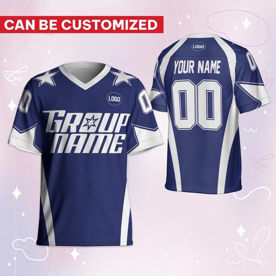 Discover Custom Group Name Idol Kpop Blue Football Jersey, Kid Toddler Youth Basketball