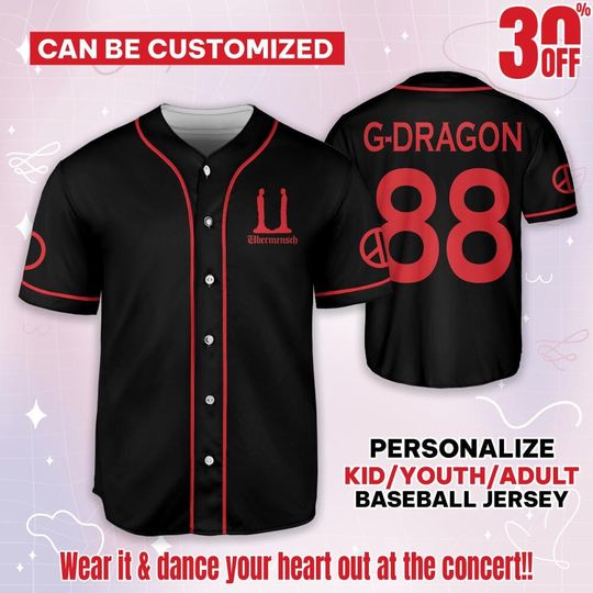 Discover Custom bermensch G-gradon World Tour 2025 Kpop Baseball Jersey, BigBang Merch