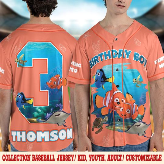 Discover Finding Fish Theme Baseball Jersey