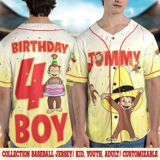 Discover Curious George Birthday Baseball Jersey