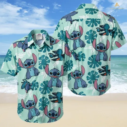 Discover Disneyyy Stitchh Aloha Button Shirt Lilo And Stitchh 2025 Summer Shirt