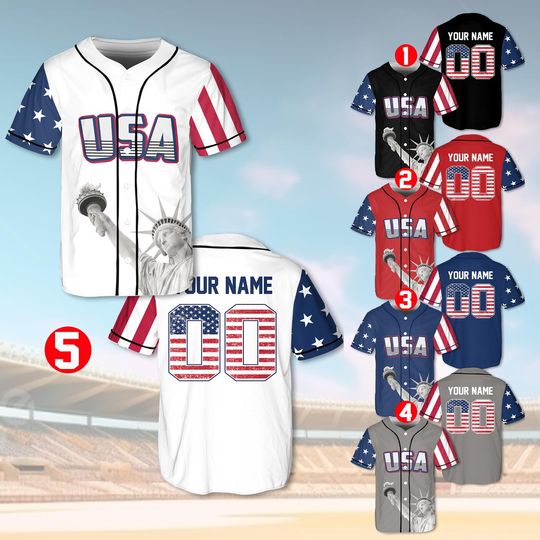 Discover USA Baseball Jersey, Custom Patriotic Baseball Jersey, Personalized Name & Number, American Baseball Team Uniform, Independence Day Jersey