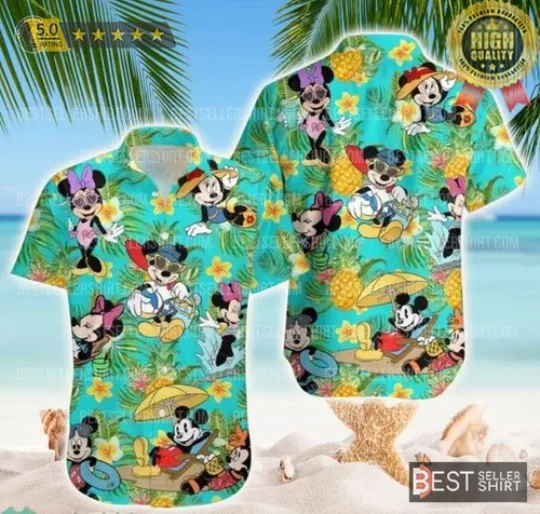 Discover Mickeyy mouse Disneyyy And Minniee Mouse Go Swimming Pool Disneyyy Hawaiian Shirt