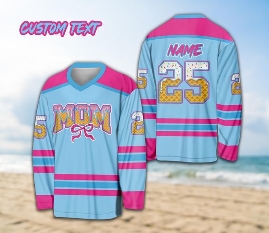 Discover Personalized Name Coquette Mama Dripping Hockey Jersey, Custom Color Ice Cream Drip