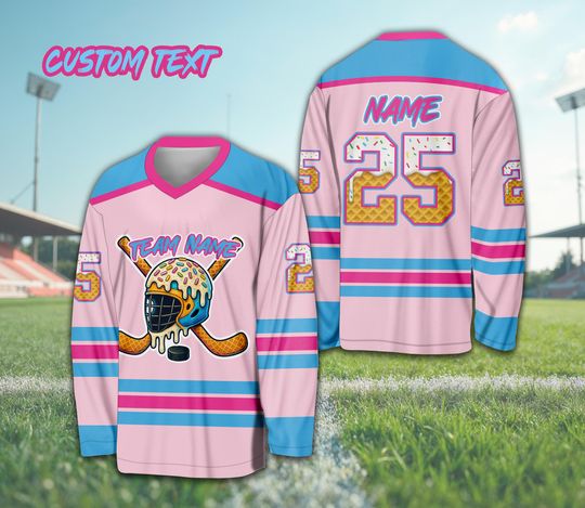 Discover Personalized Name Ice Cream Drip Ice Hockey Jersey, Custom Color Sprinkles Ice Cream
