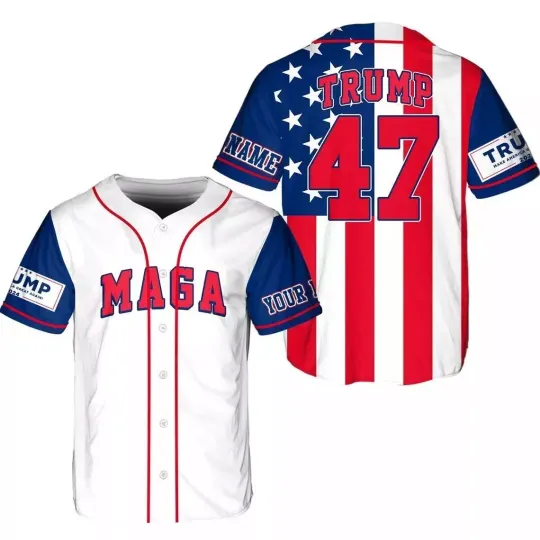 Discover Donald Trump 2024 3D Jersey Button Down Baseball Jersey