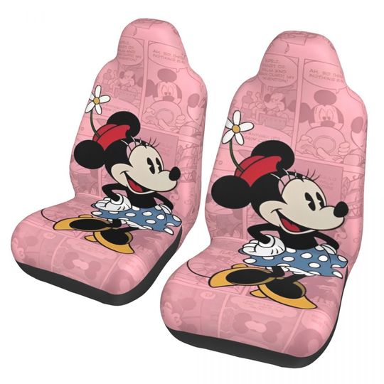 Discover Cute Minniee Cartoon 2 Front Car Seat Covers