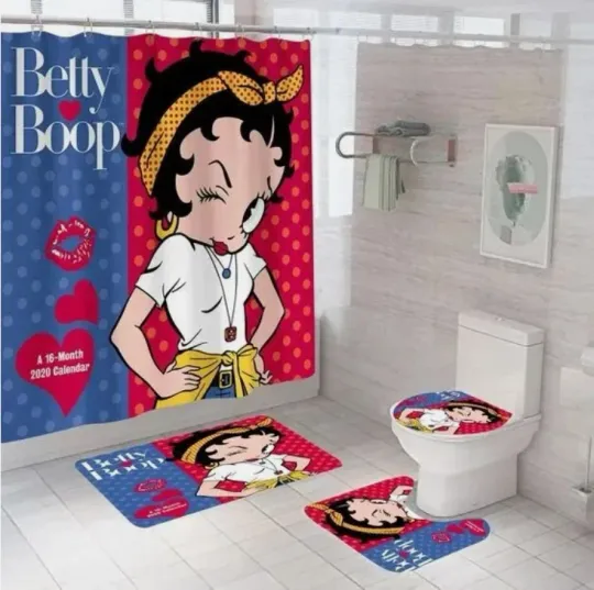 Discover Betty boop 3 shower curtain toilet seat cover rugs set