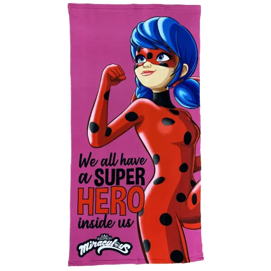 Discover Towel - Miraculous Ladybug - Red Beach/Bath New 27x54"