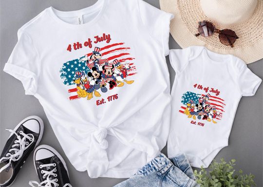 Discover Disneyyy Friends Fourth Of July 2025 Shirts, Mickeyy friends Fourth of July Shirt