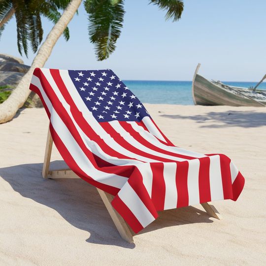 Discover USA Flag Beach Towel, Patriotic Summer Beach Towel