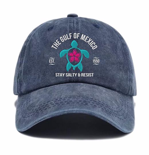 Discover Gulf of Mexico Stay Salty Resistance Embroidered Hat, Subtle Political Hat, Resist Cap, Ridley Turtle Hat Not My President Gift