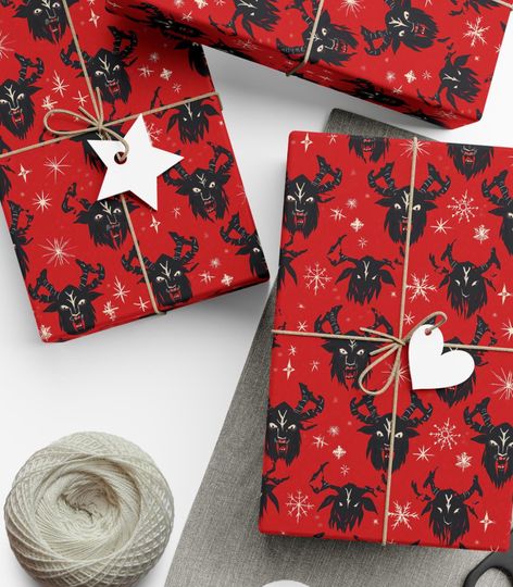 Discover Krampus Wrapping Paper, Holiday Gifts, Birthday Gifts